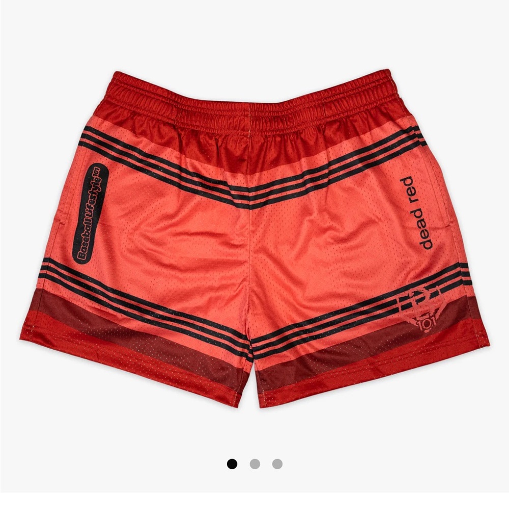 Kids' Red Athletic Shorts with Black Stripe Accents